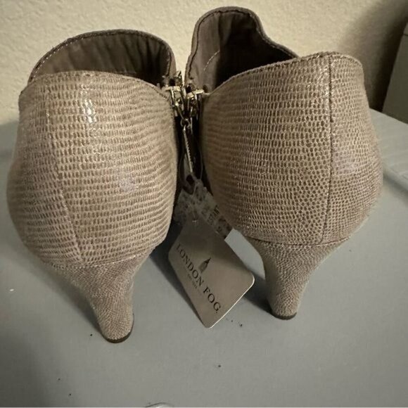 London Fog Birch Leather Ankle Boot Gray Beige Women 8.5 Stiletto Heel Shoes - Picture 8 of 11
